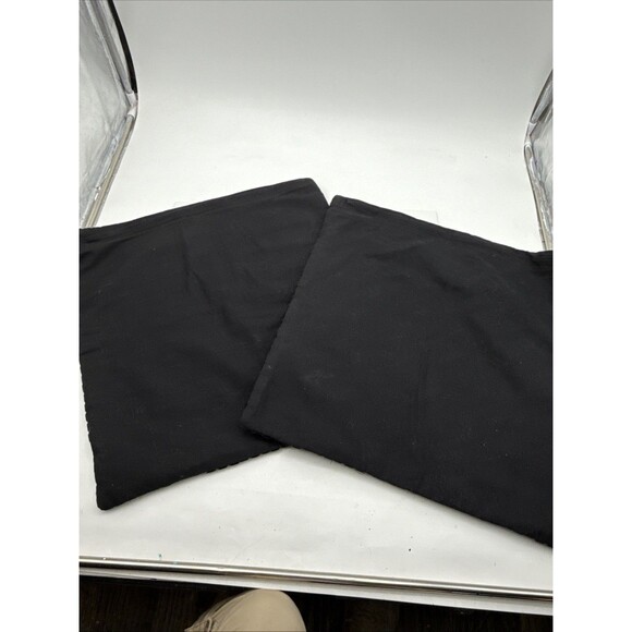(2)CB2 Akemi Black Woven Velvet Decorative Throw Pillow Covers 18x18 100% Cotton - Picture 5 of 6